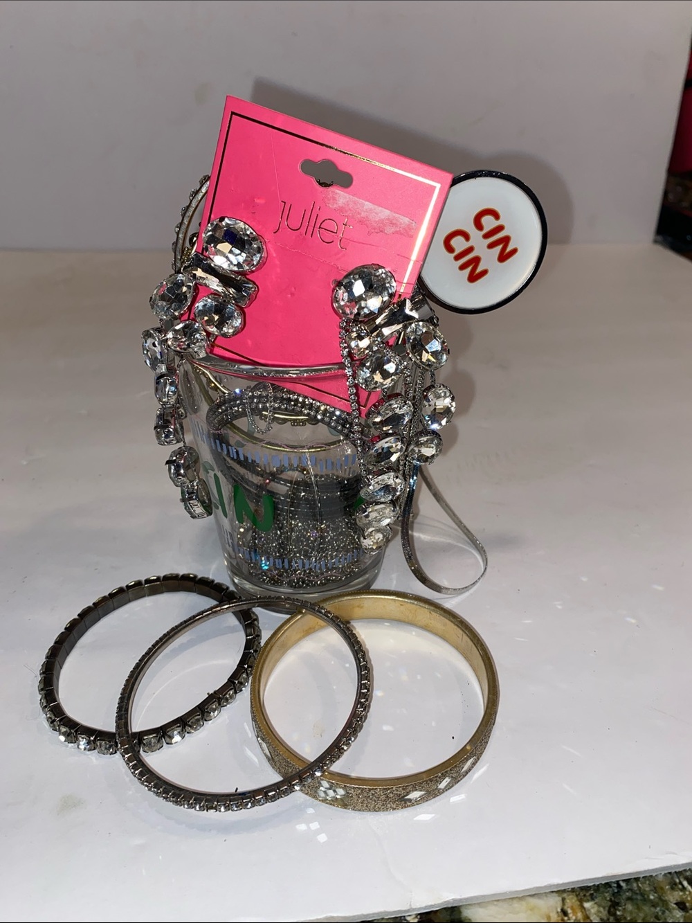 Assorted Silver and Gold Women's Jewelry Set with Clear Glass Accent - Picture 3 of 6